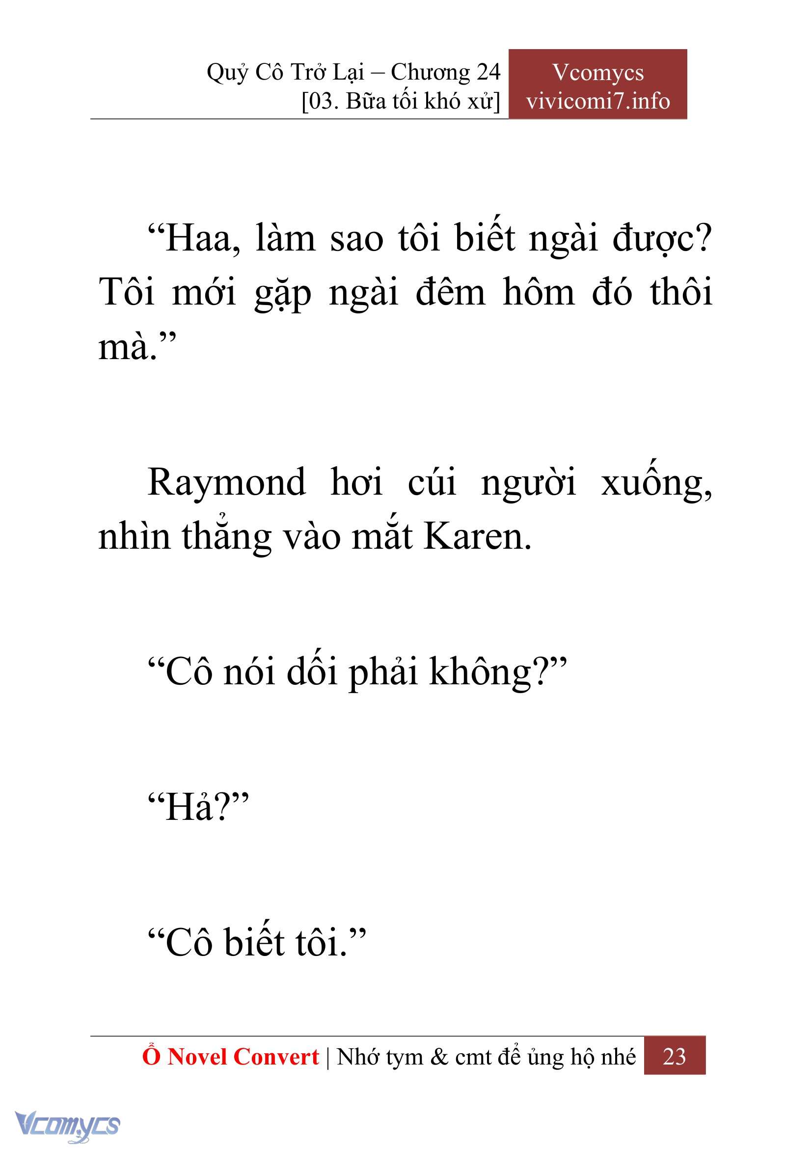 [Novel] Quý Cô Trở Lại Chapter  24 - 25