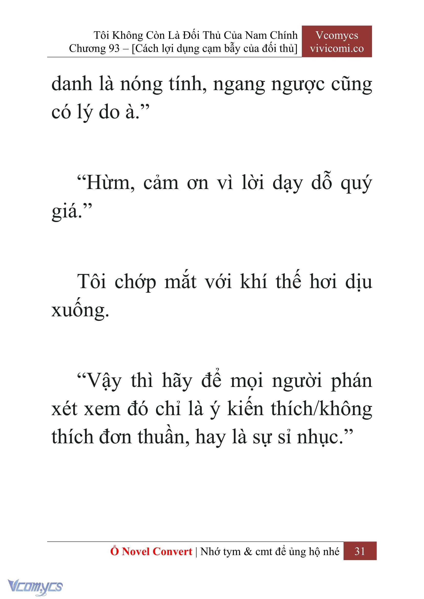 [Novel] Tôi Không Còn Là Đối Thủ Của Nam Chính Chapter  93 - 33
