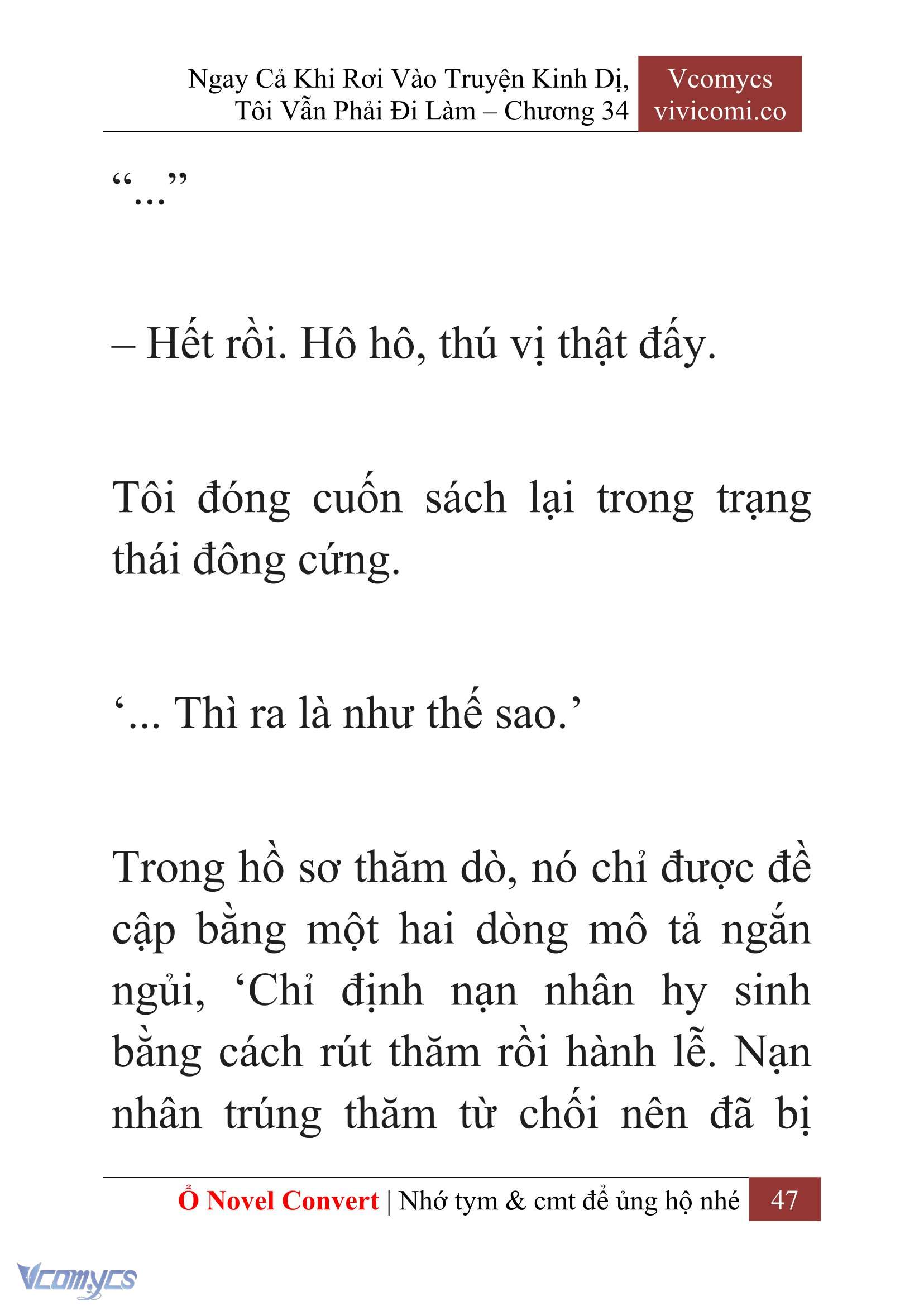 [Novel] Ngay Cả Khi Rơi Vào Truyện Kinh Dị, Tôi Vẫn Phải Đi Làm Chapter  34 - 49