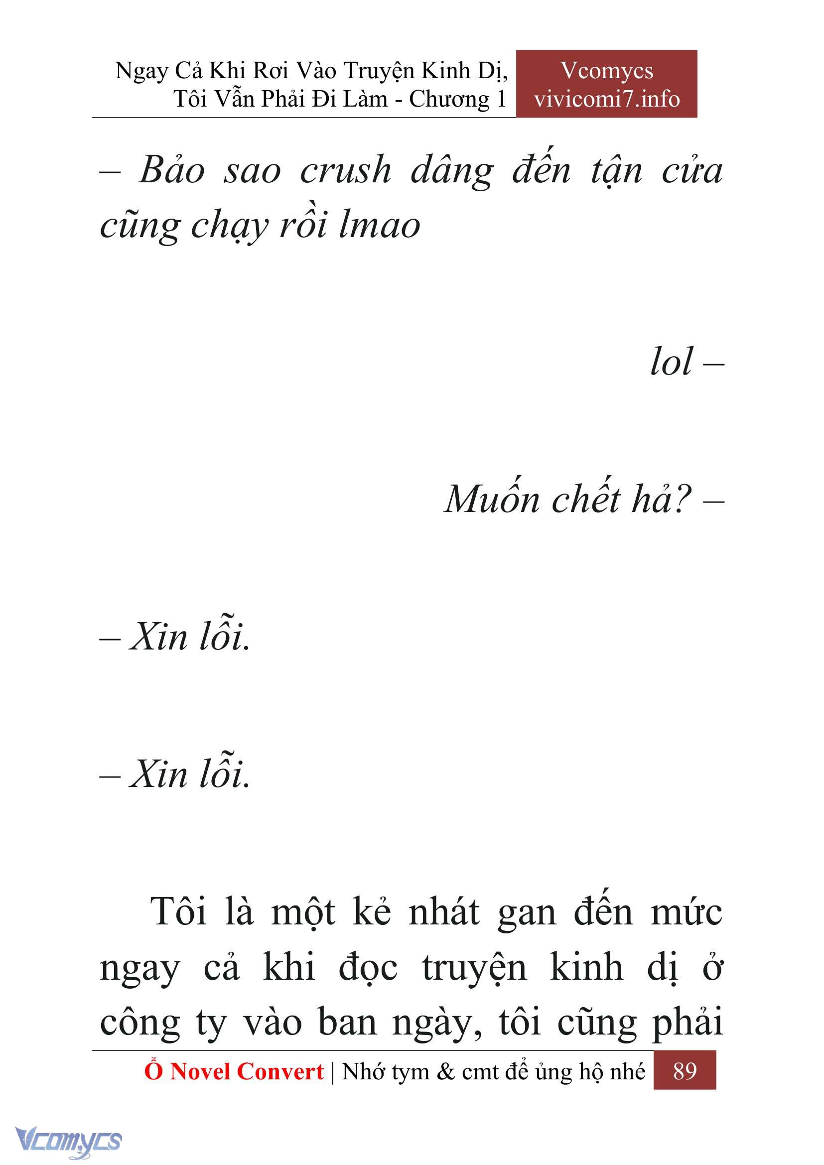 [Novel] Ngay Cả Khi Rơi Vào Truyện Kinh Dị, Tôi Vẫn Phải Đi Làm Chapter  1 - 91
