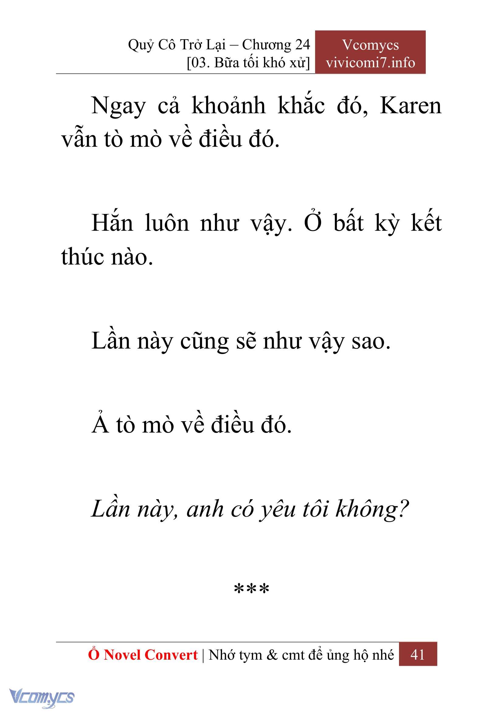 [Novel] Quý Cô Trở Lại Chapter  24 - 43