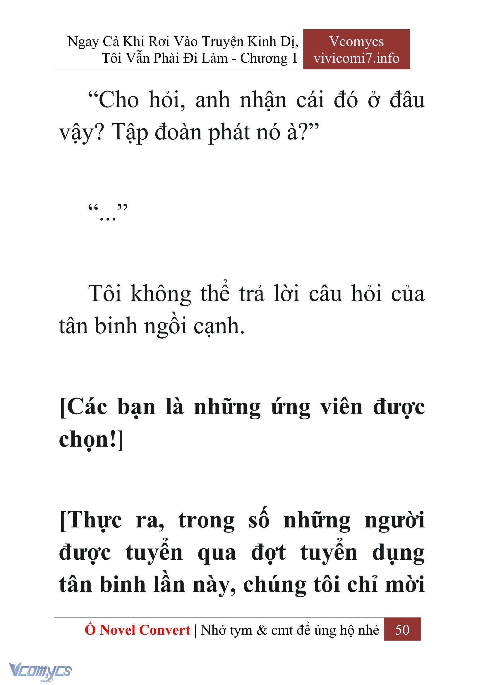 [Novel] Ngay Cả Khi Rơi Vào Truyện Kinh Dị, Tôi Vẫn Phải Đi Làm Chapter  1 - 52