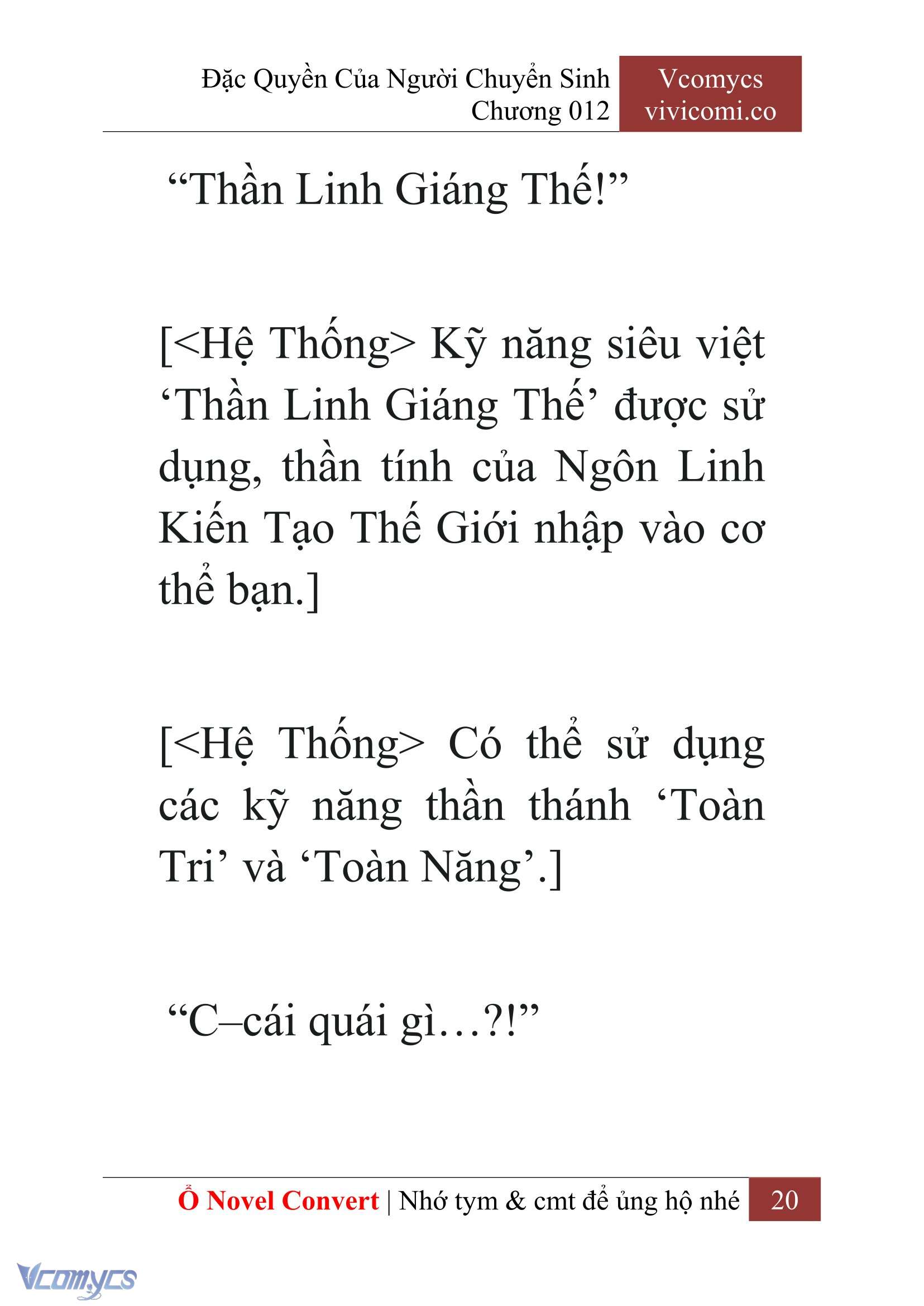 [Novel] Đặc Quyền Của Người Chuyển Sinh Chapter  12 - 22
