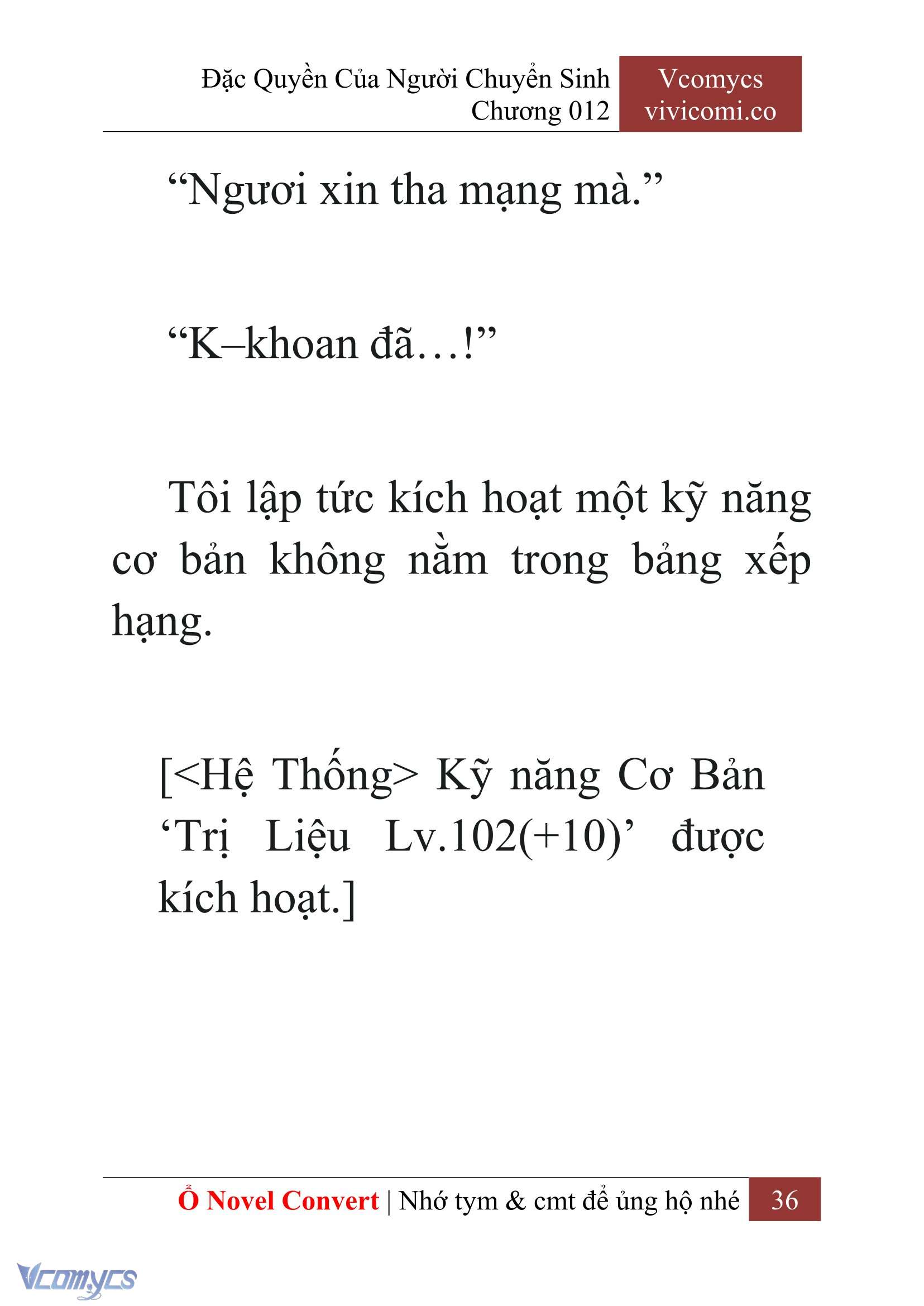 [Novel] Đặc Quyền Của Người Chuyển Sinh Chapter  12 - 38